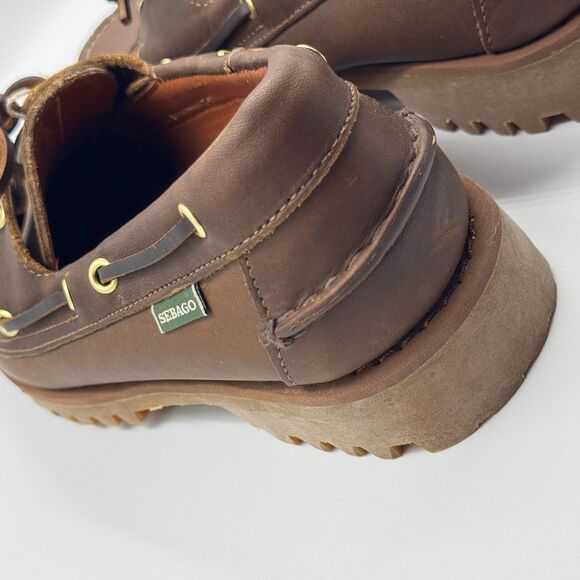 Sebago Mens 9.5 Brown Ranger Waxy Leather Boat Shoe Loafer Lug Sole Casual main image 9